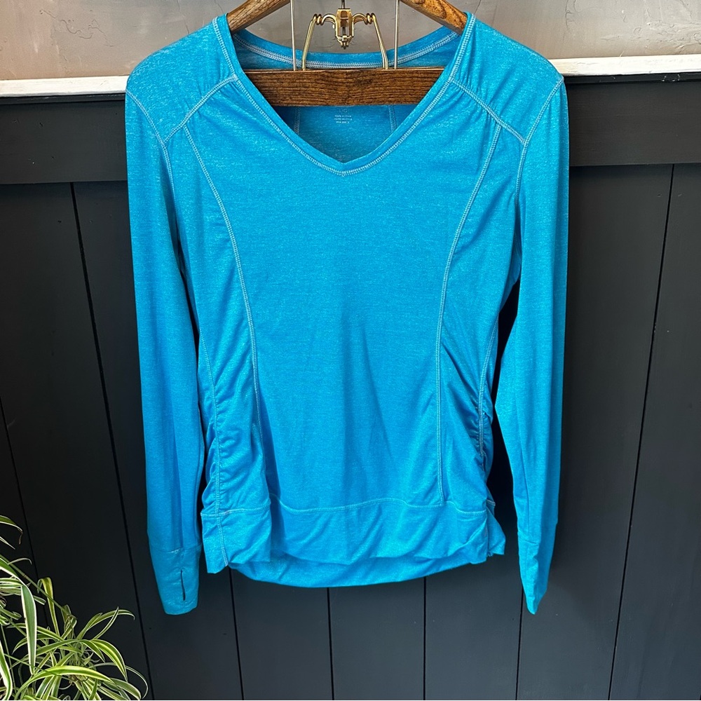 Tangerine Ruched Blue Long Sleeve Athletic Top‎ size Large